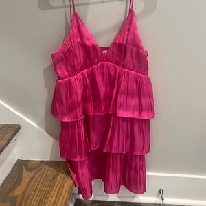 Pink Shiny Material Hot Pink Dress, Size L